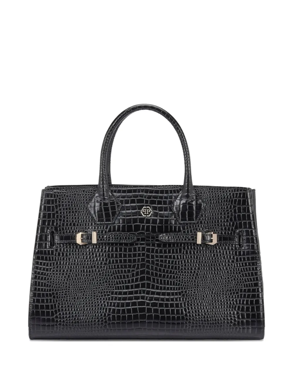 Philipp Plein Borsa tote grande con effetto coccodrillo - Nero