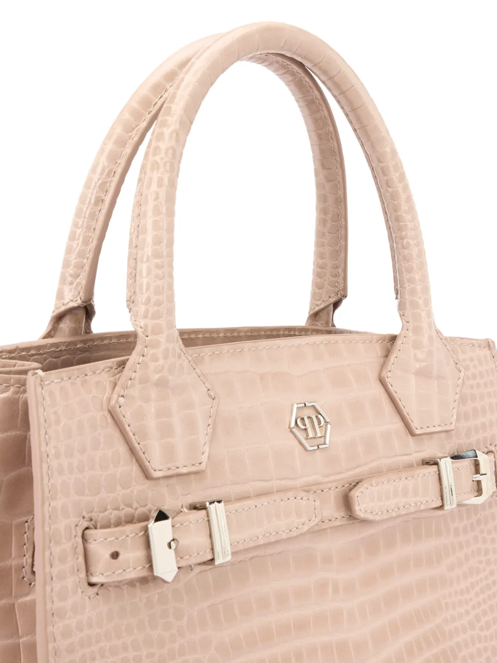 Philipp Plein Kleine shopper met krokodillenprint Beige