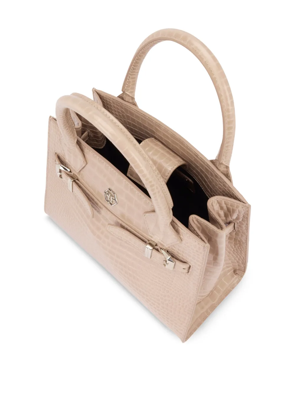Philipp Plein Kleine shopper met krokodillenprint Beige