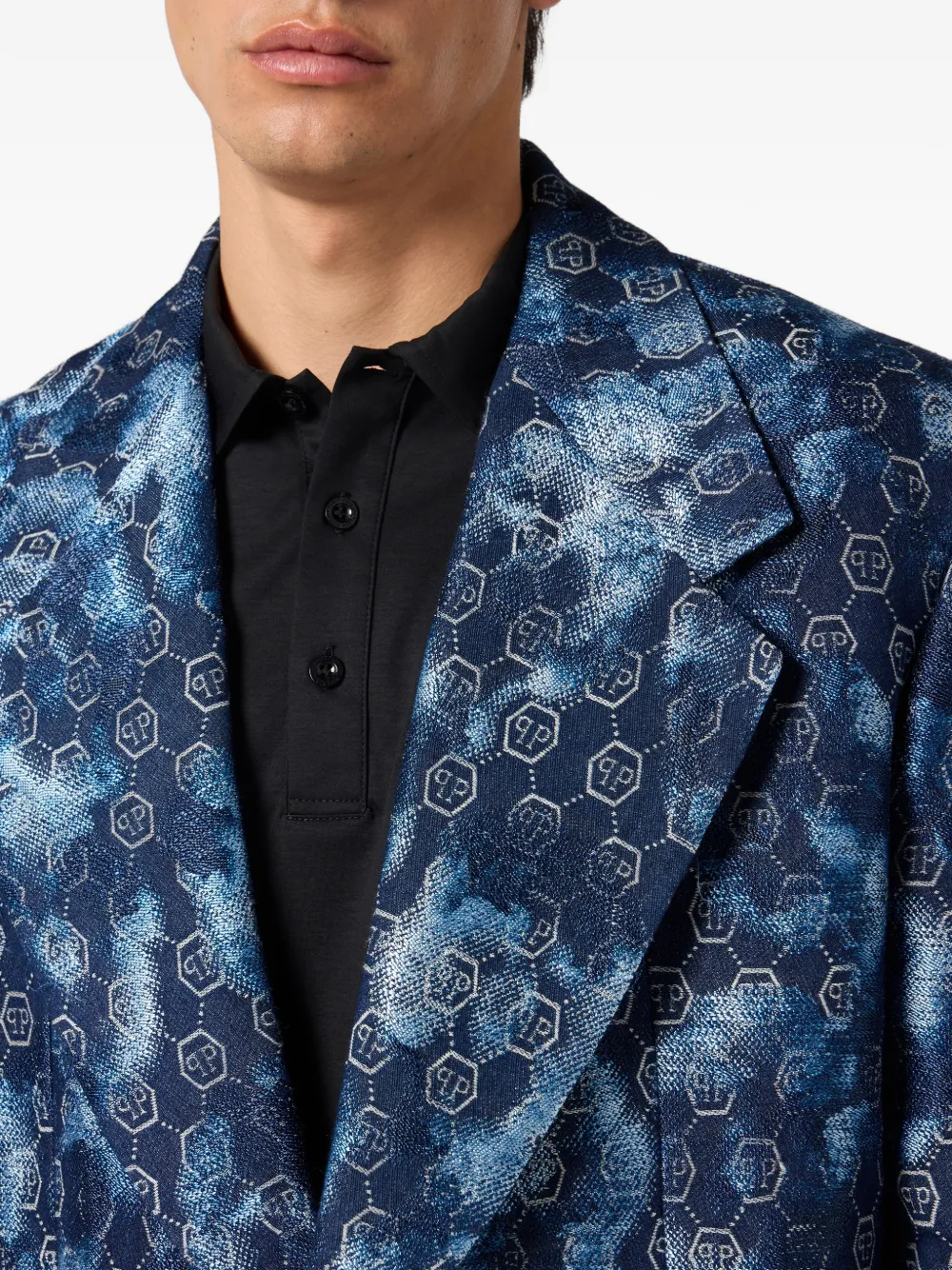 Philipp Plein Jas met jacquard en dubbele rij knopen Blauw