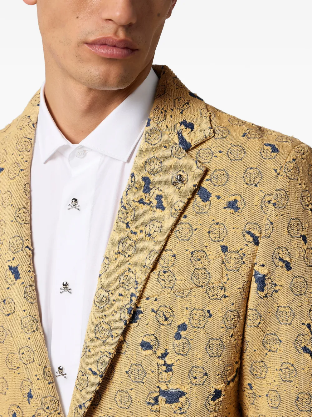 Philipp Plein Blazer met enkele rij knopen Beige