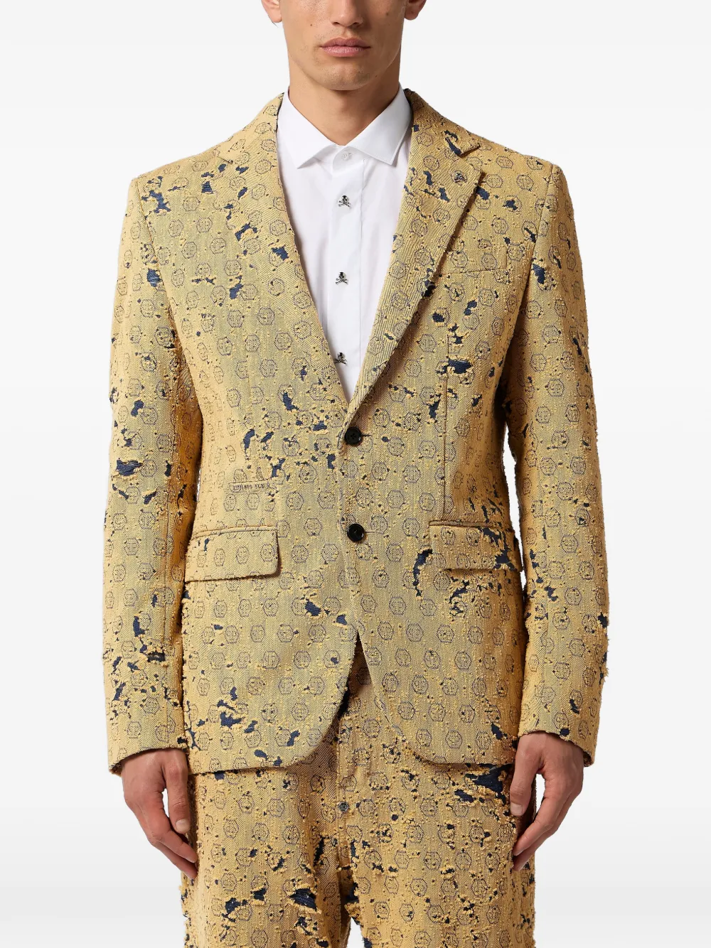 Philipp Plein Blazer met enkele rij knopen Beige