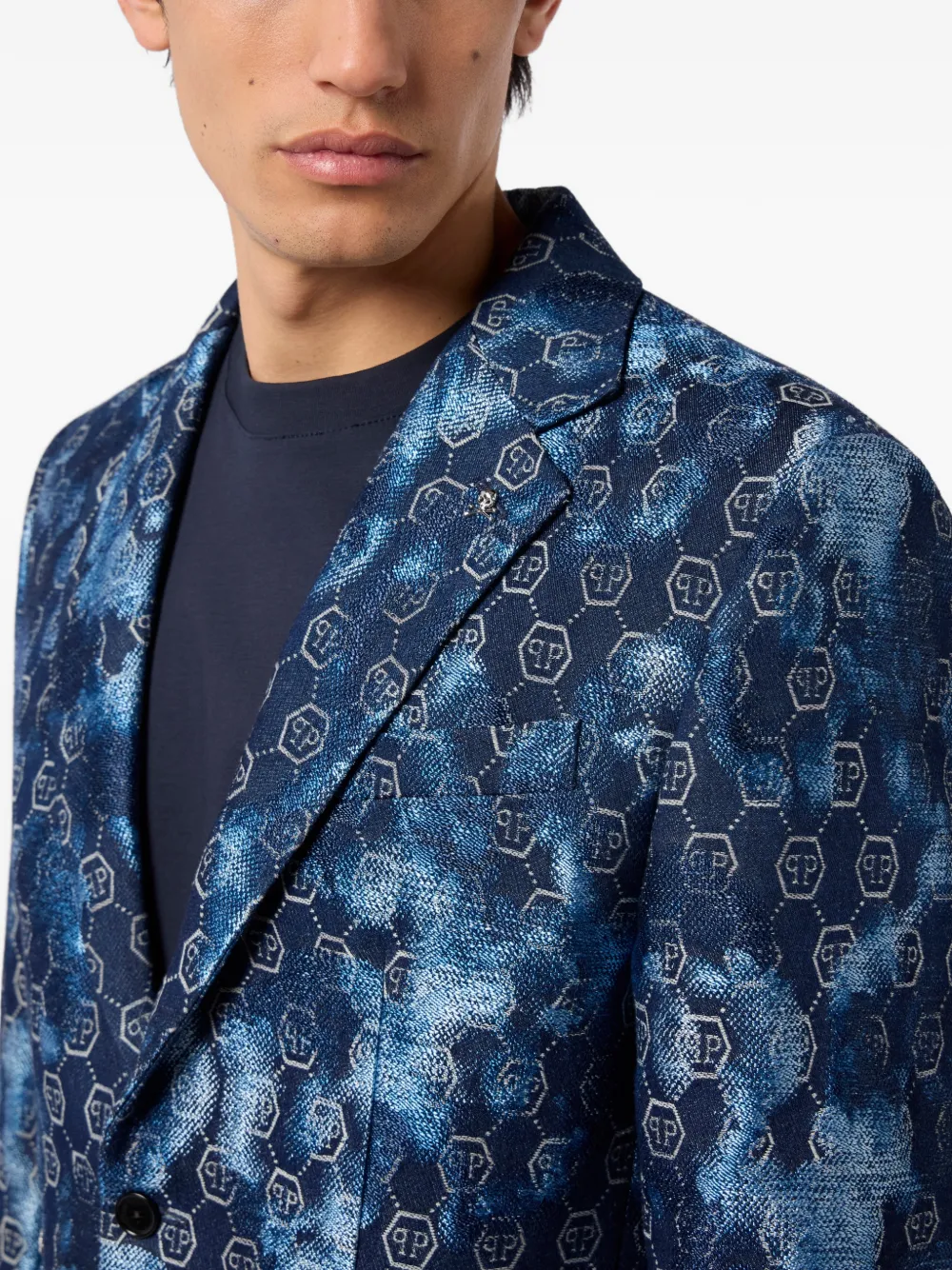 Philipp Plein Blazer met monogram-jacquard Blauw