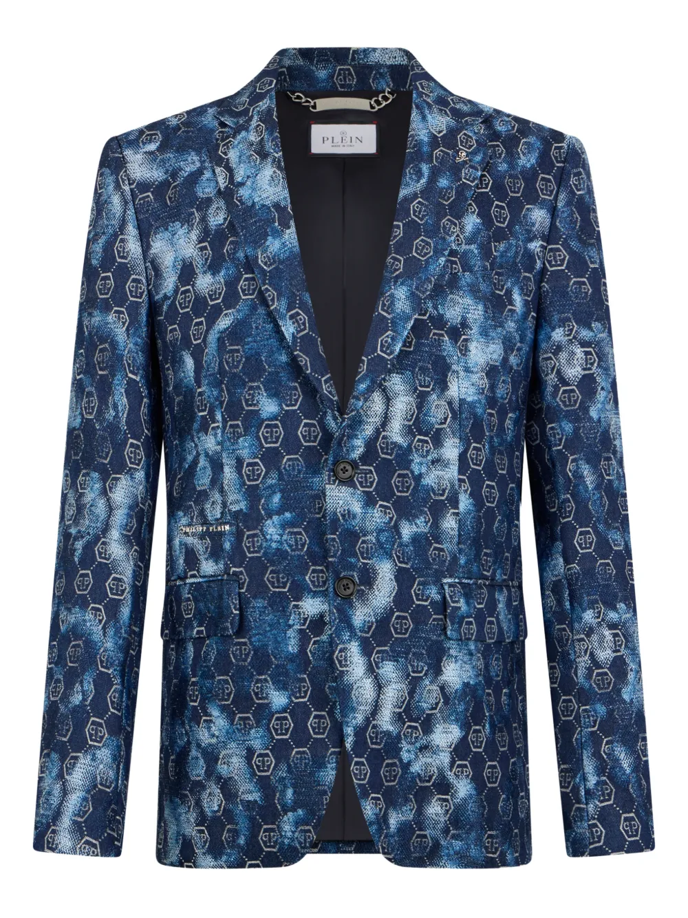 Philipp Plein jacquard-monogram blazer - Blau