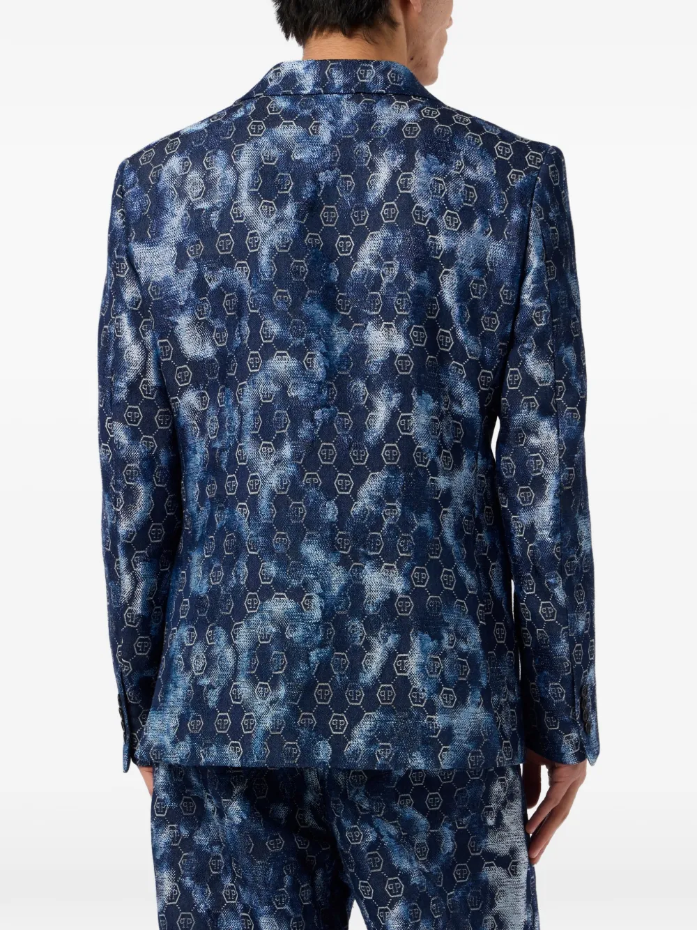  Philipp Plein Jacquard-monogram Blazer - Blue 