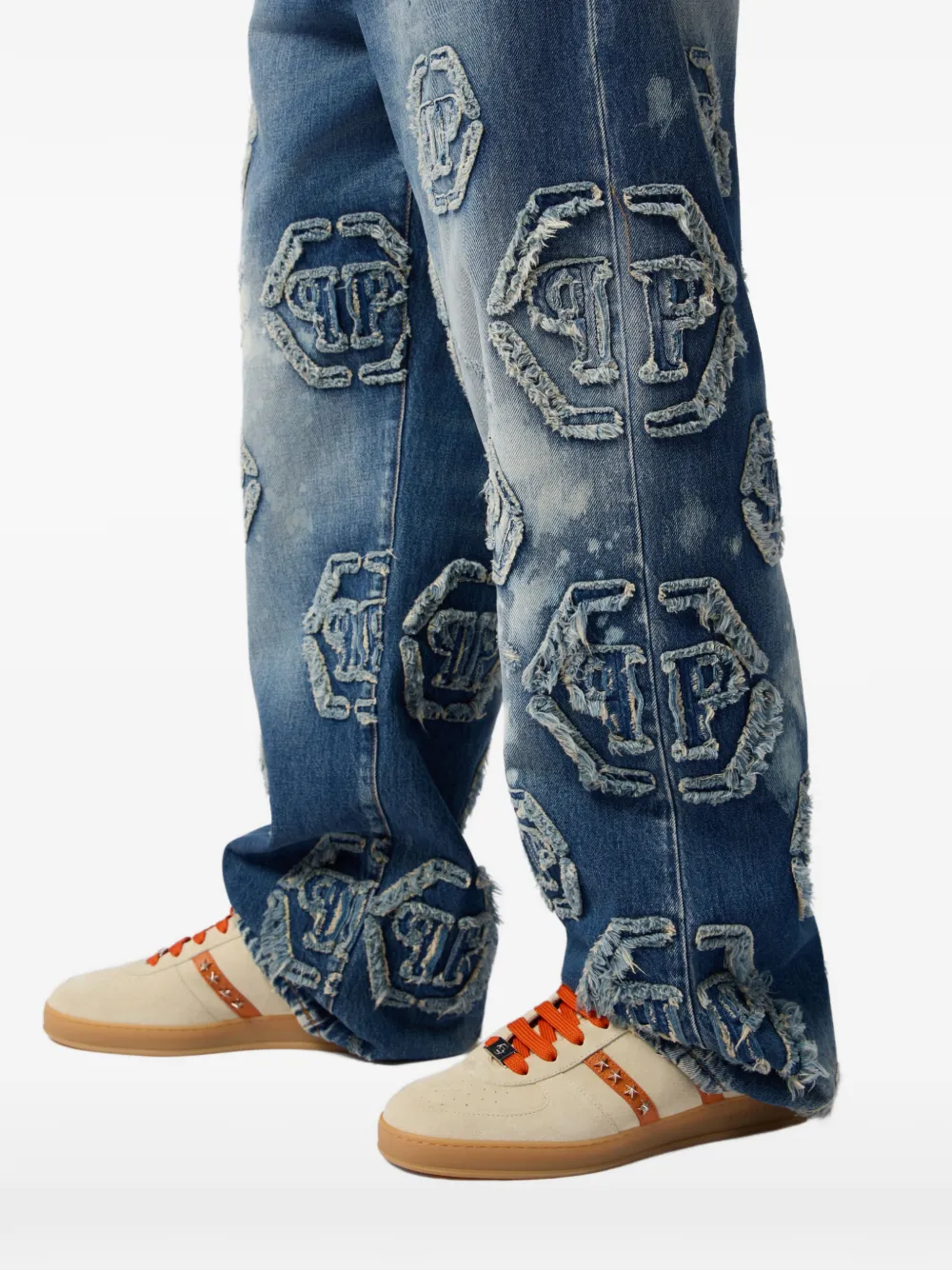 Philipp Plein Jeans met monogram Blauw