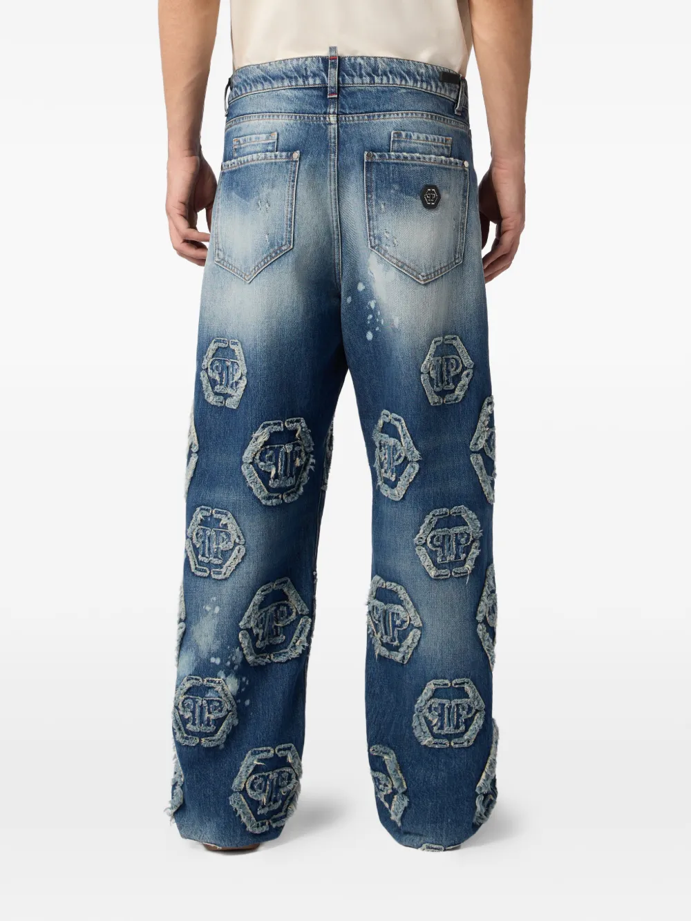 Philipp Plein Jeans met monogram Blauw