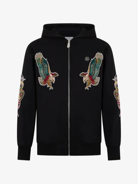 Philipp Plein patch-embellishment zip-up hoodie