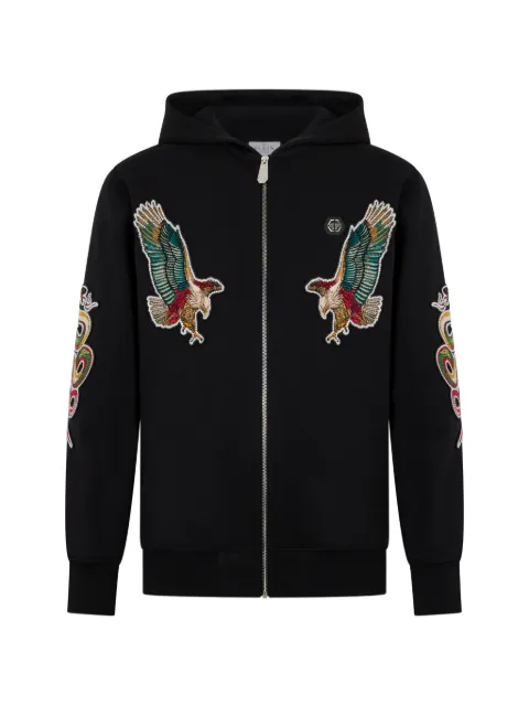 Philipp Plein hoodie con detalle de parche y cierre