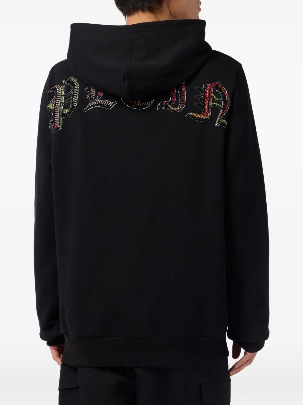 Philipp Plein Hoodie met doodskop van stras Zwart