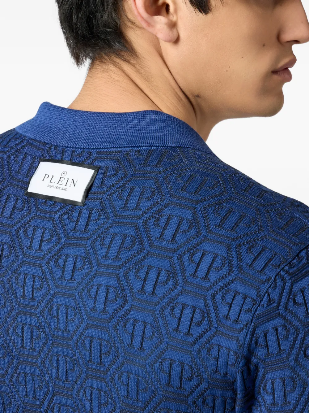 Philipp Plein Vest met monogram jacquard Blauw