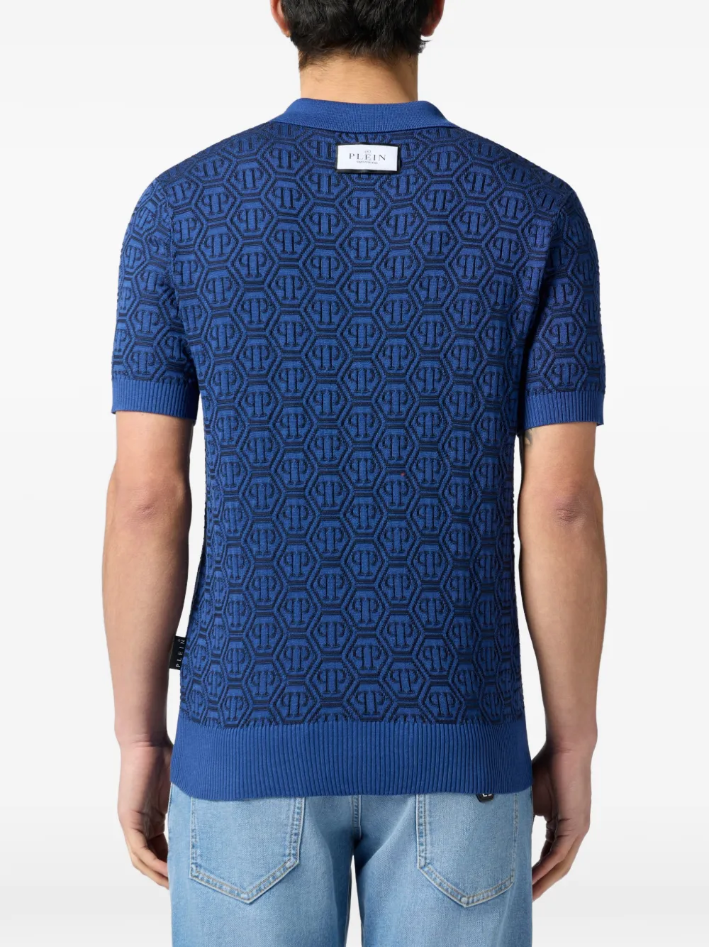 Philipp Plein Vest met monogram jacquard Blauw