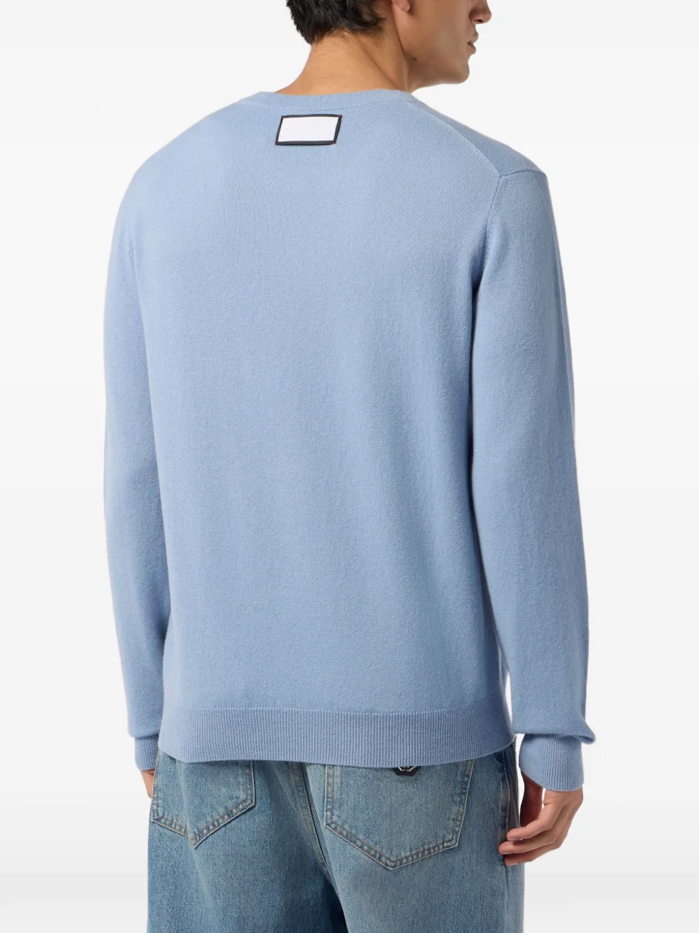 Philipp Plein Gebreide trui met ronde hals en jacquard Blauw