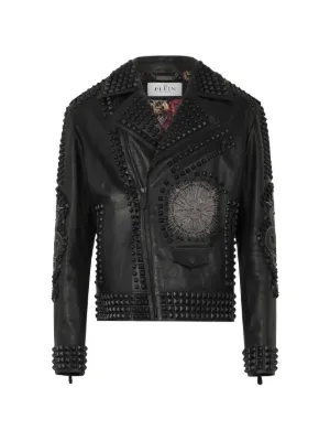 Versace レザー ライダースジャケット | ブラック | FARFETCH JP