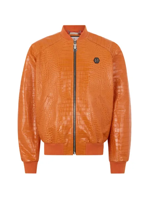 Philipp Plein embossed-leather bomber jacket