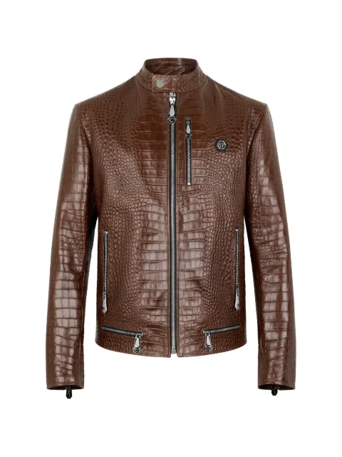 Philipp Plein zip-fastening leather jacket