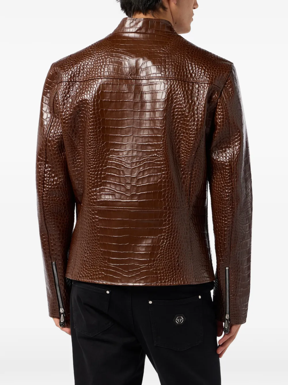 Philipp Plein Leren jack Bruin