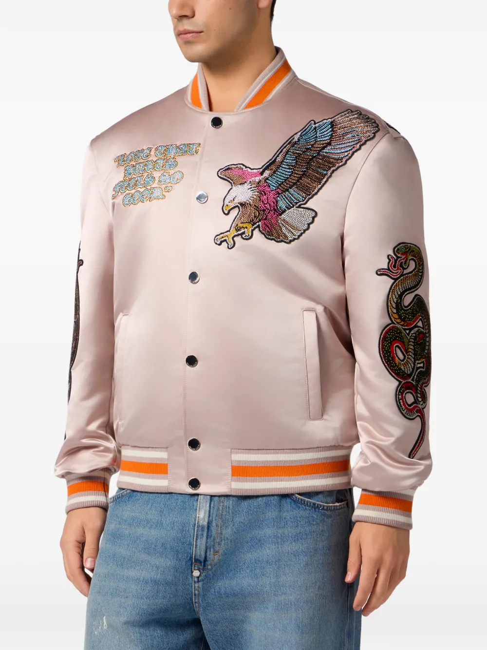  Philipp Plein Satin Bomber Jacket - Neutrals 