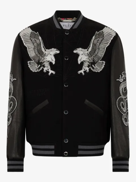 Philipp Plein chamarra bomber con mangas de piel