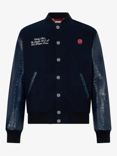 Philipp Plein chamarra bomber con detalles del logo