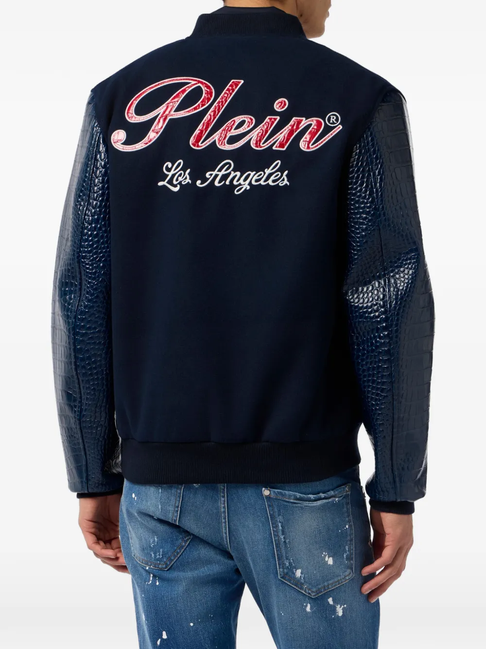 Philipp Plein Bomberjack met logodetail Blauw