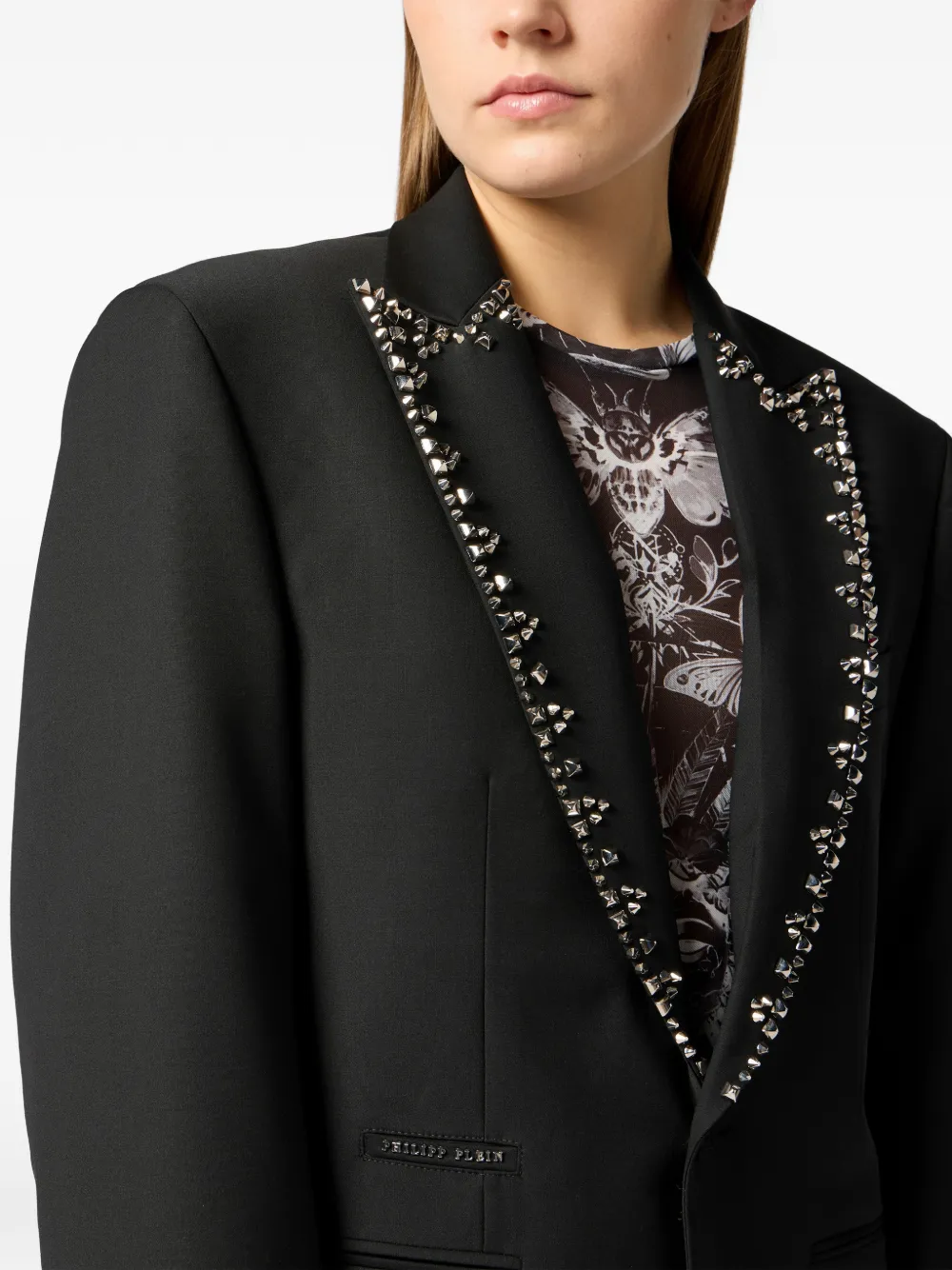 Philipp Plein Blazer met studs en revers Zwart
