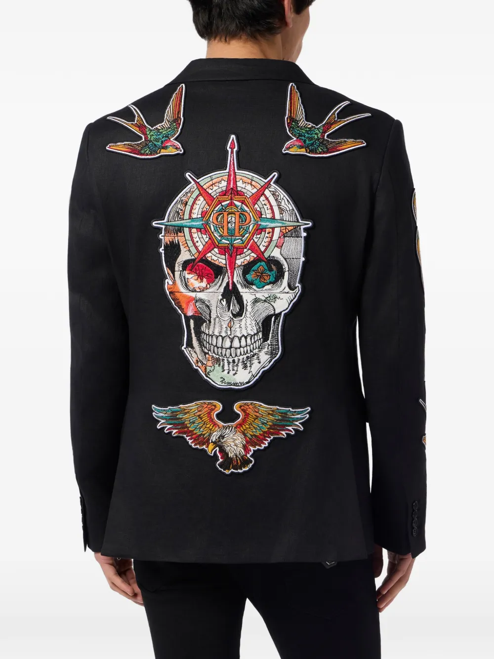 Philipp Plein Blazer met geborduurde tatoeage Zwart