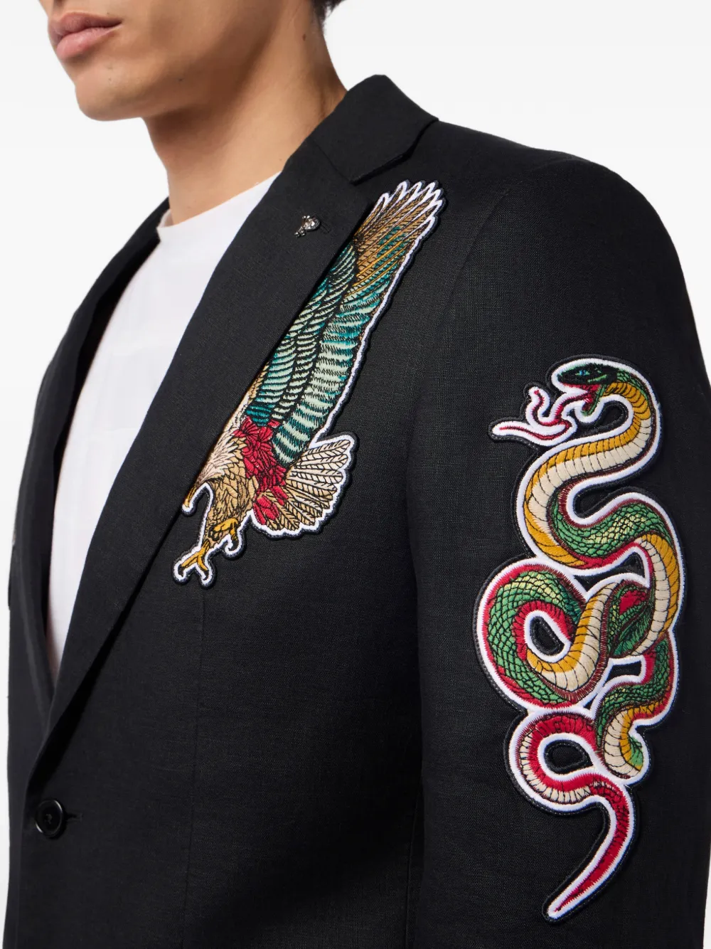 Philipp Plein Blazer met geborduurde tatoeage Zwart