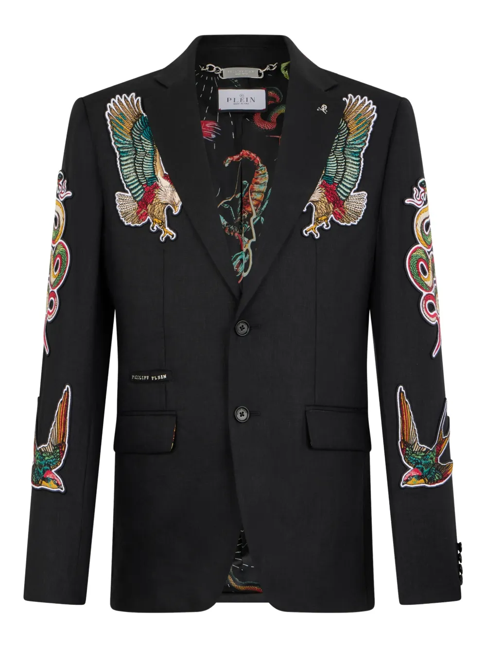 Philipp Plein embroidered-tattoo blazer - Schwarz