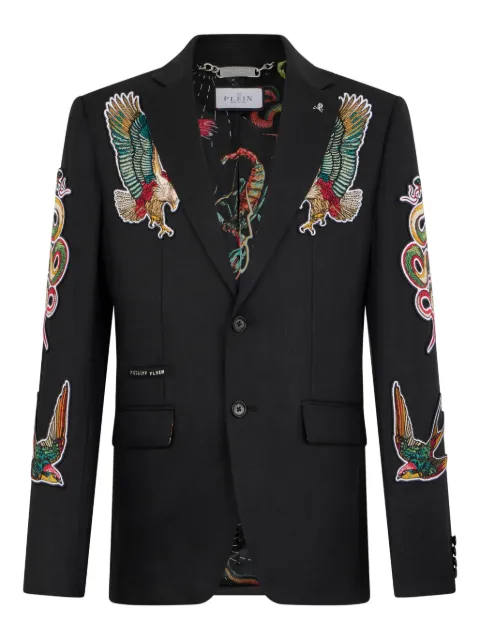 Philipp Plein embroidered-tattoo blazer
