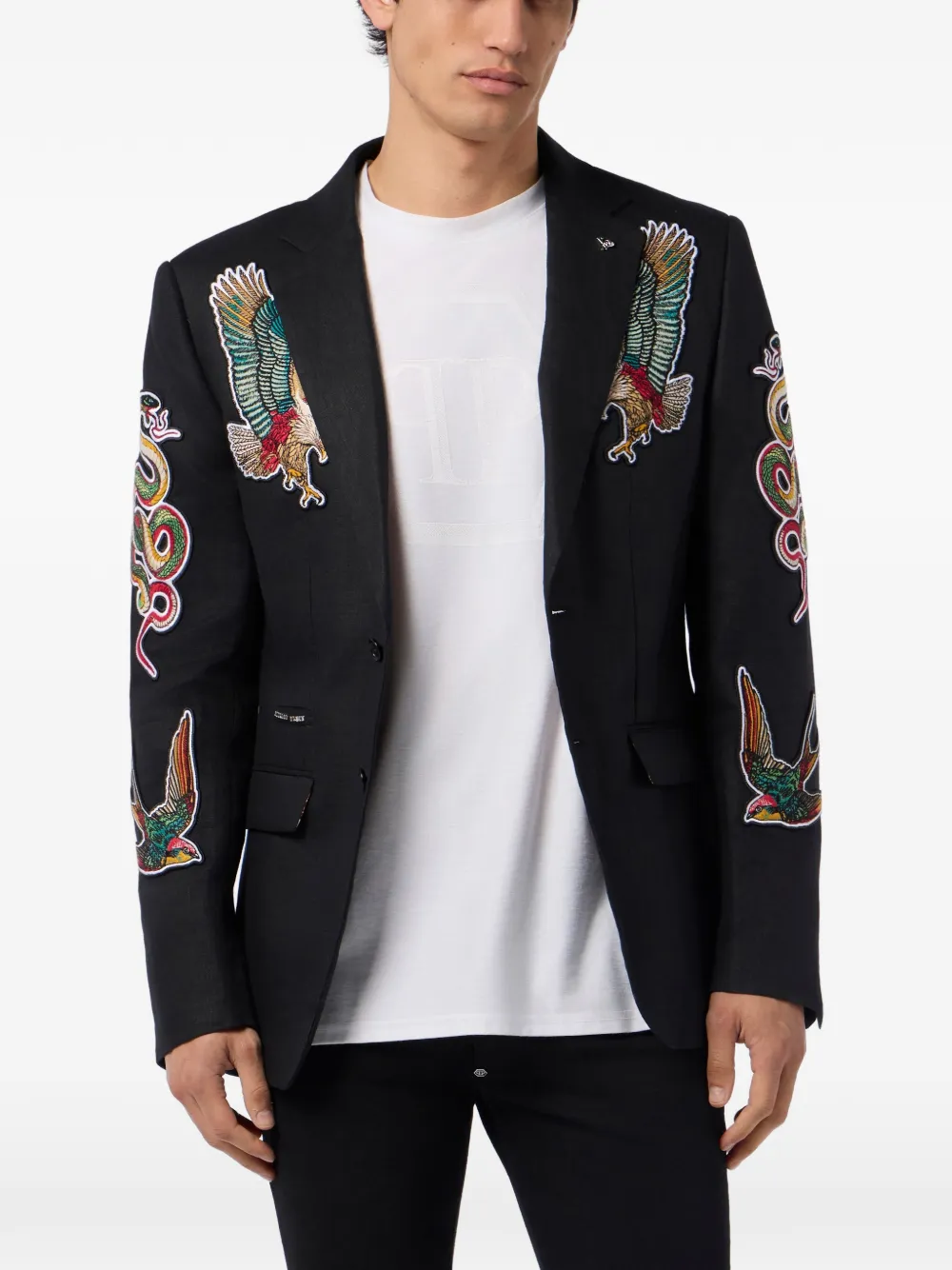 Philipp Plein Blazer met geborduurde tatoeage Zwart