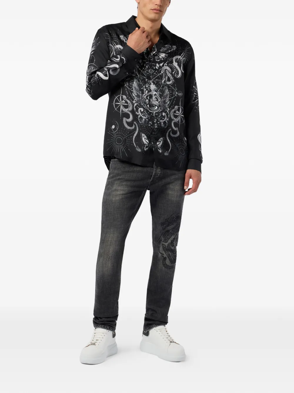 Philipp Plein printed silk shirt - Zwart