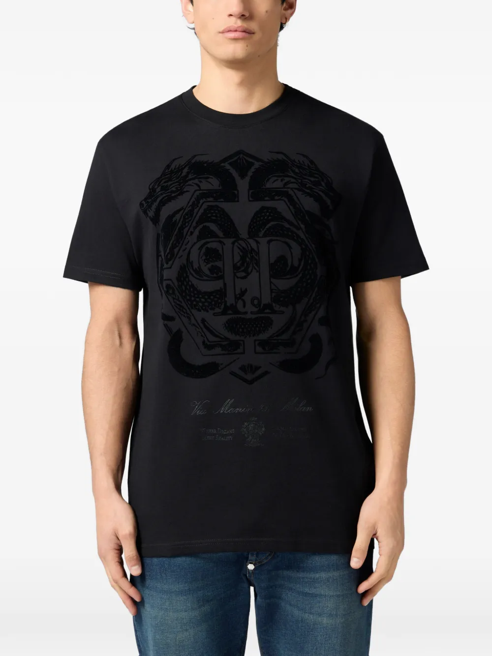 Philipp Plein T-shirt met ronde hals Zwart