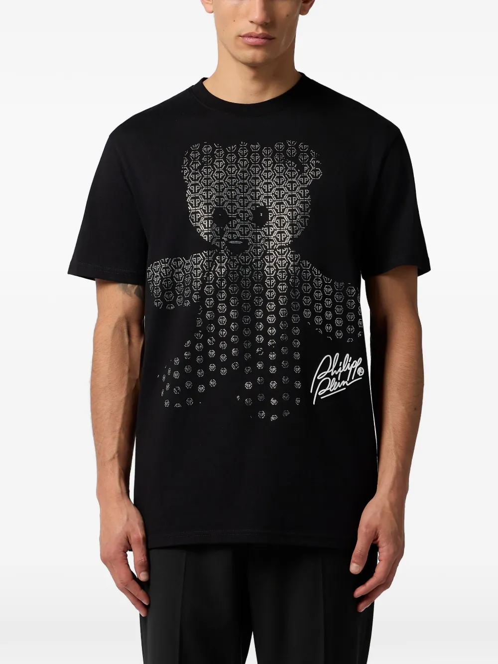 Philipp Plein rhinestone-teddy T-shirt - Zwart