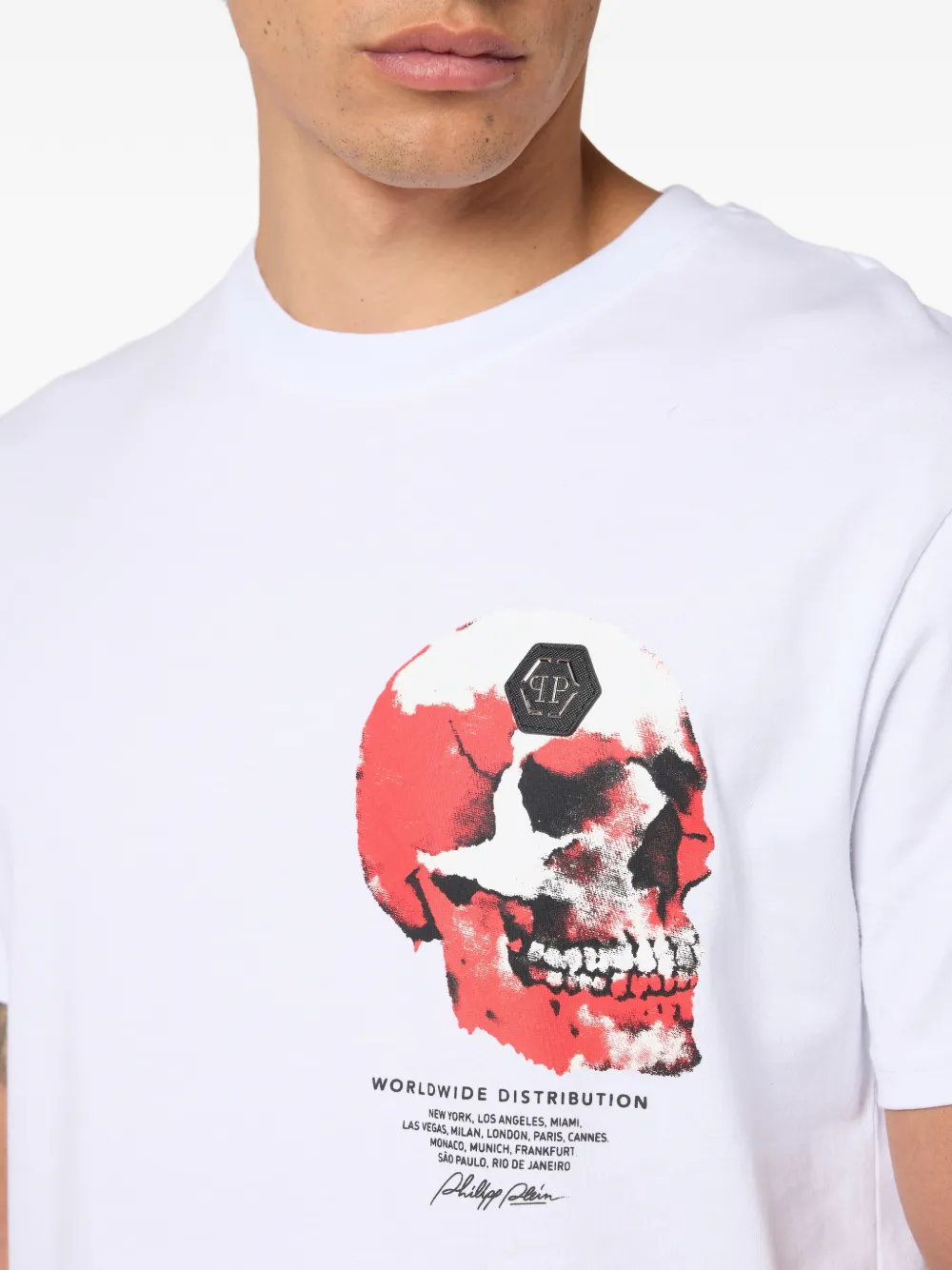 Philipp Plein T-shirt met doodskopprint Wit