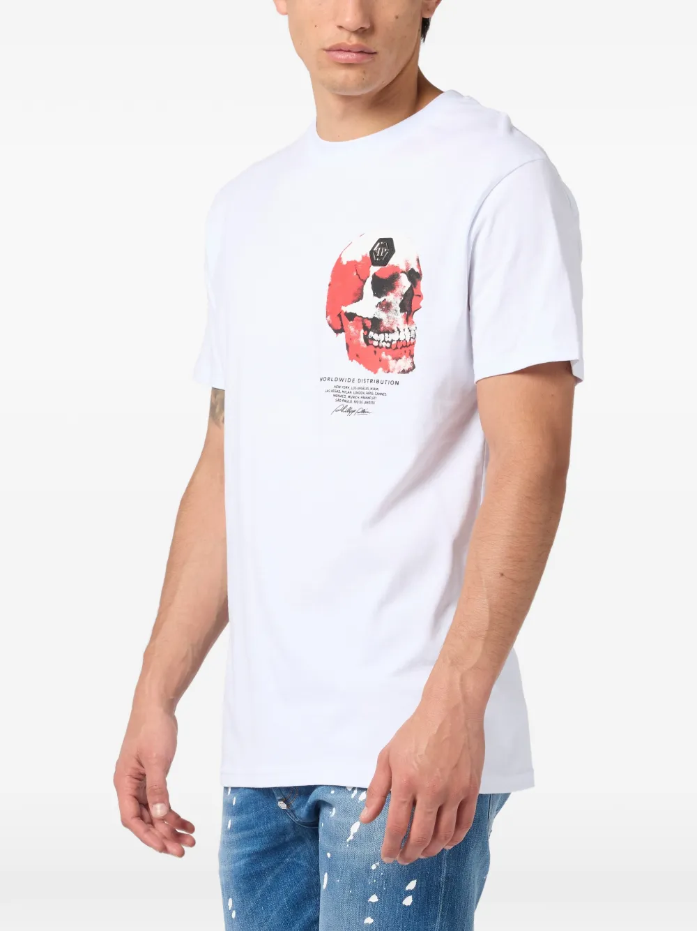 Philipp Plein T-shirt met doodskopprint Wit