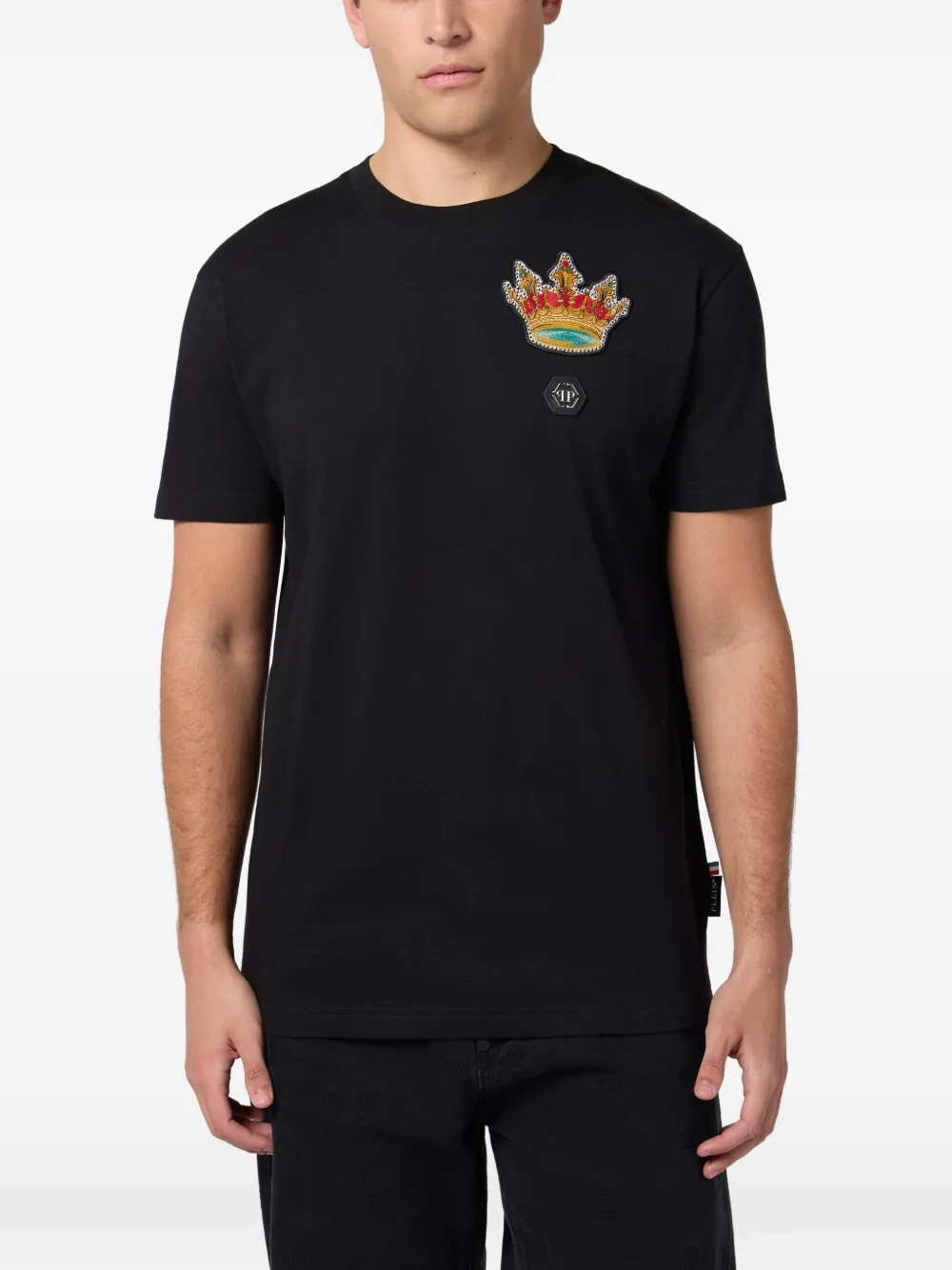 Philipp Plein T-shirt met geborduurde kroon Zwart