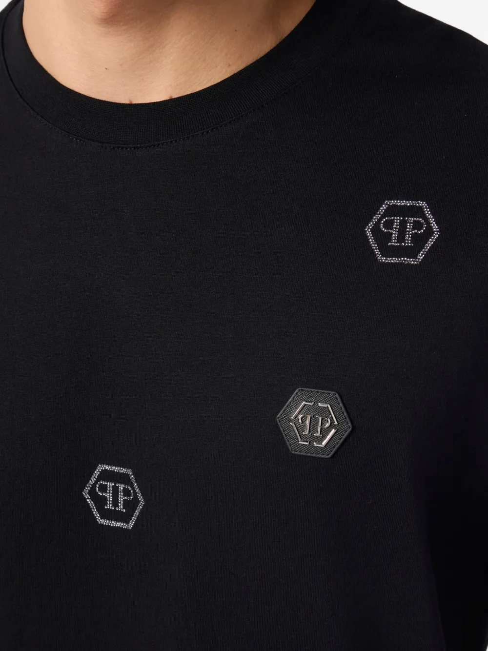 Philipp Plein T-shirt met monogram van stras Zwart