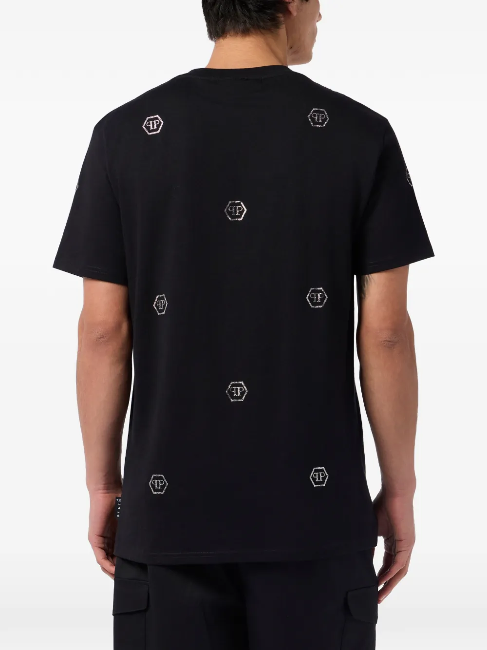 Philipp Plein T-shirt met monogram van stras Zwart
