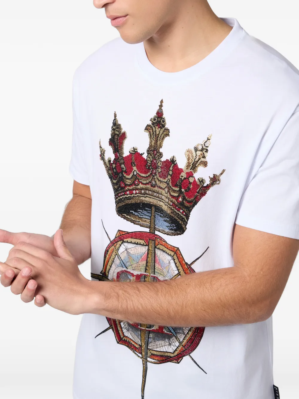 Philipp Plein T-shirt met kroonprint en stras Wit