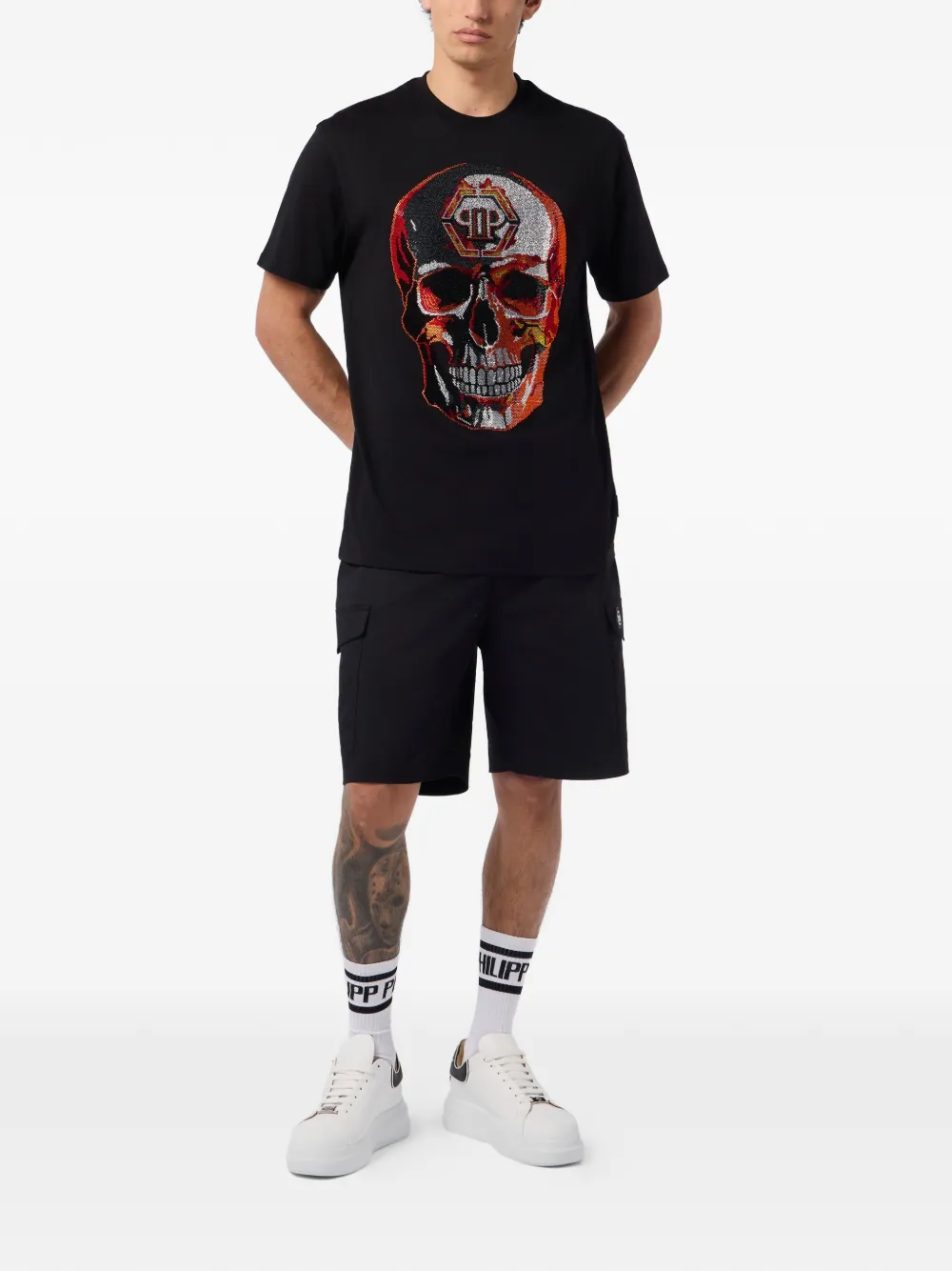 Philipp Plein rhinestone-skull T-shirt - Zwart