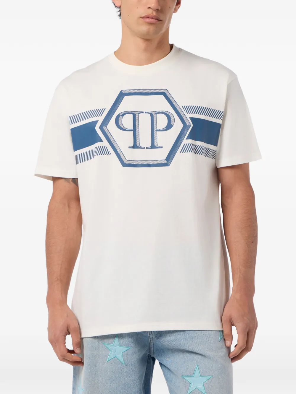 Philipp Plein logo-patch T-shirt - Beige