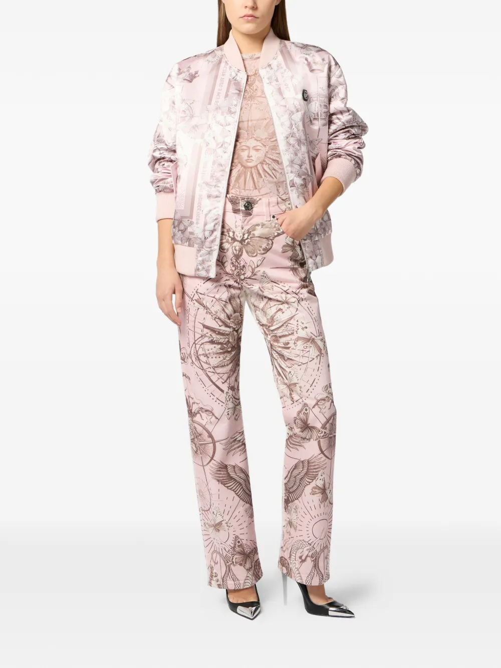 Philipp Plein Jeans met vlinderprint Roze