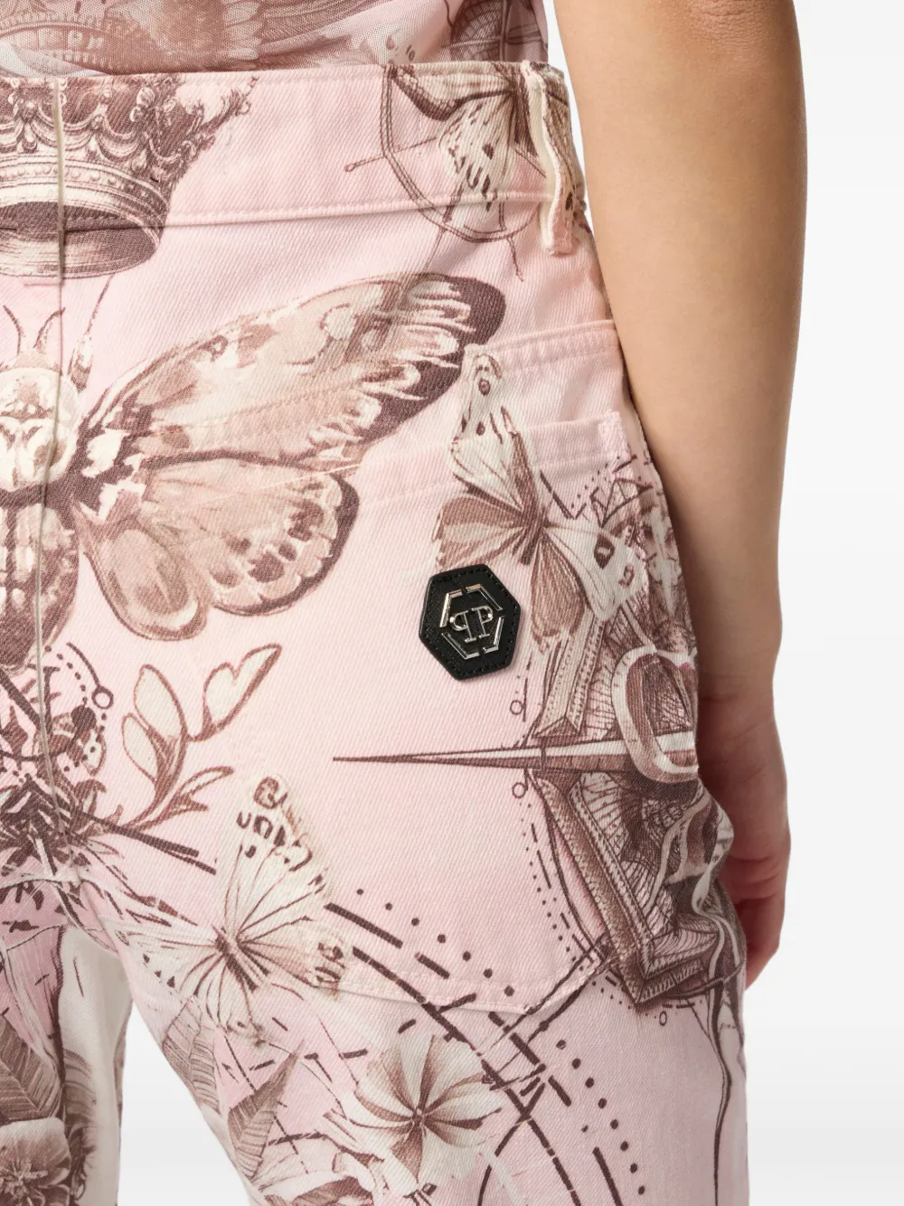 Philipp Plein Jeans met vlinderprint Roze