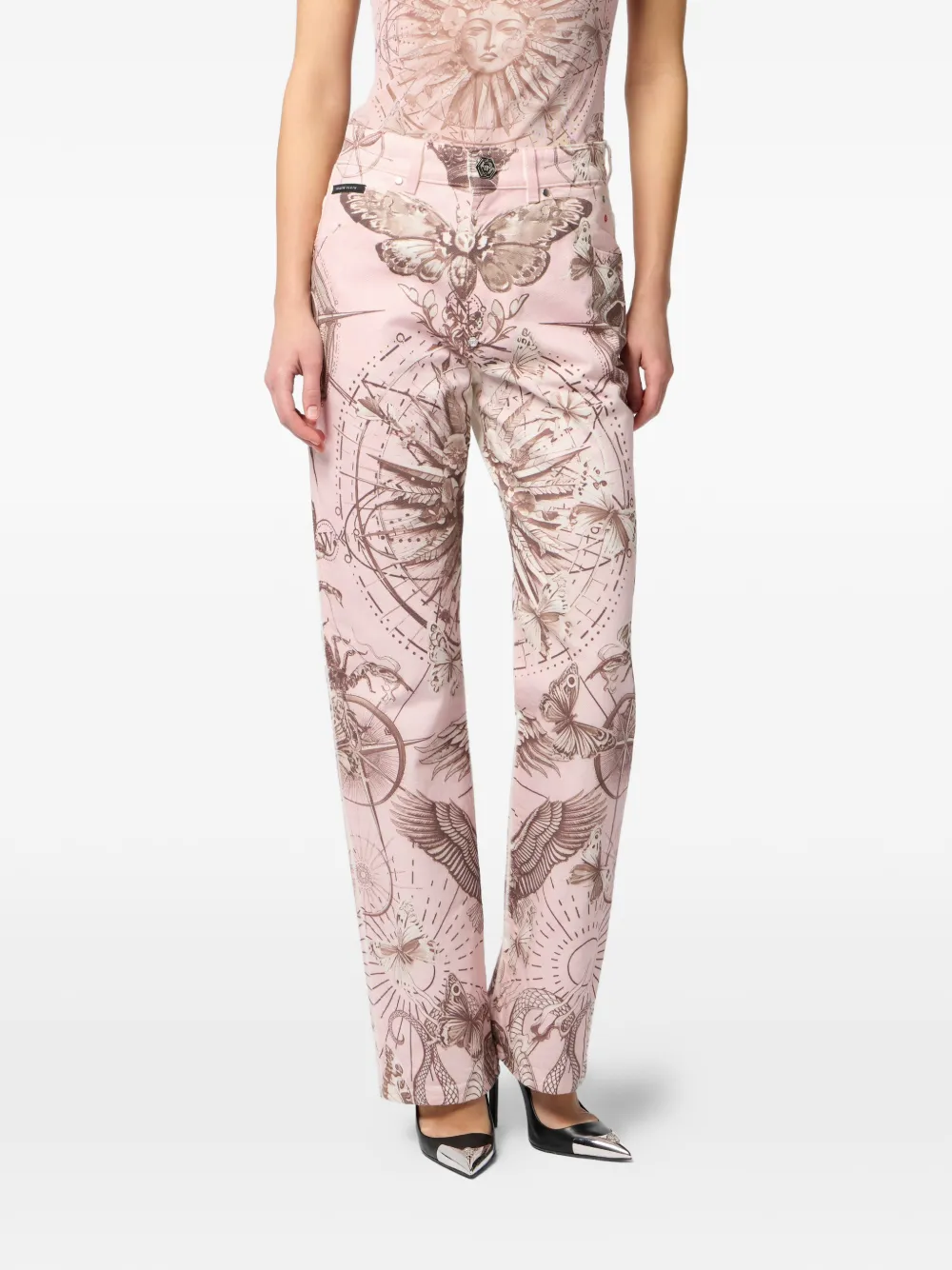 Philipp Plein Jeans met vlinderprint Roze