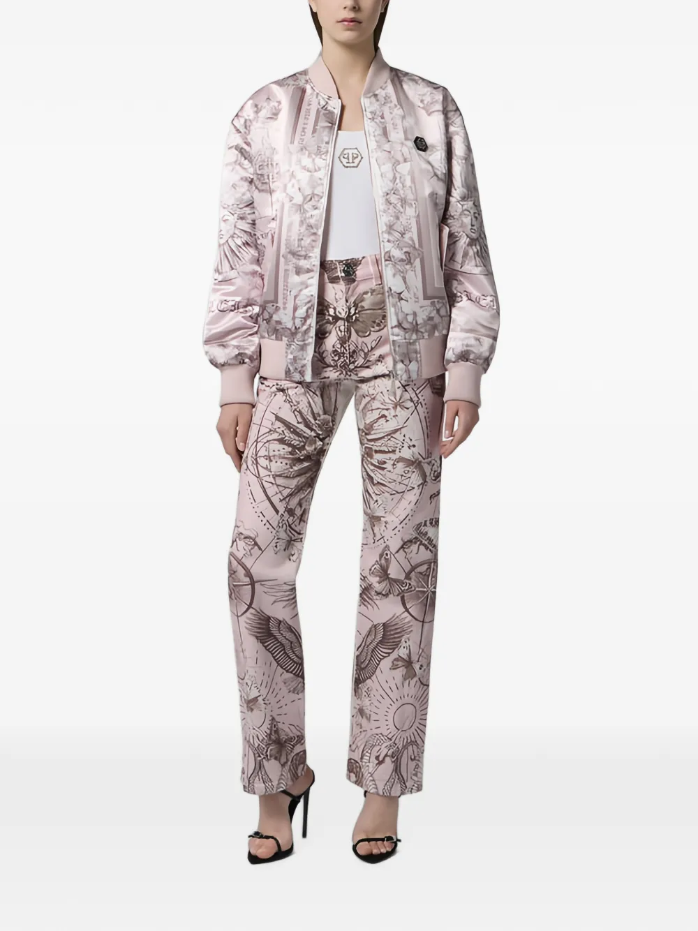  Philipp Plein Vaqueros Con Estampado De Mariposas - Rosa 