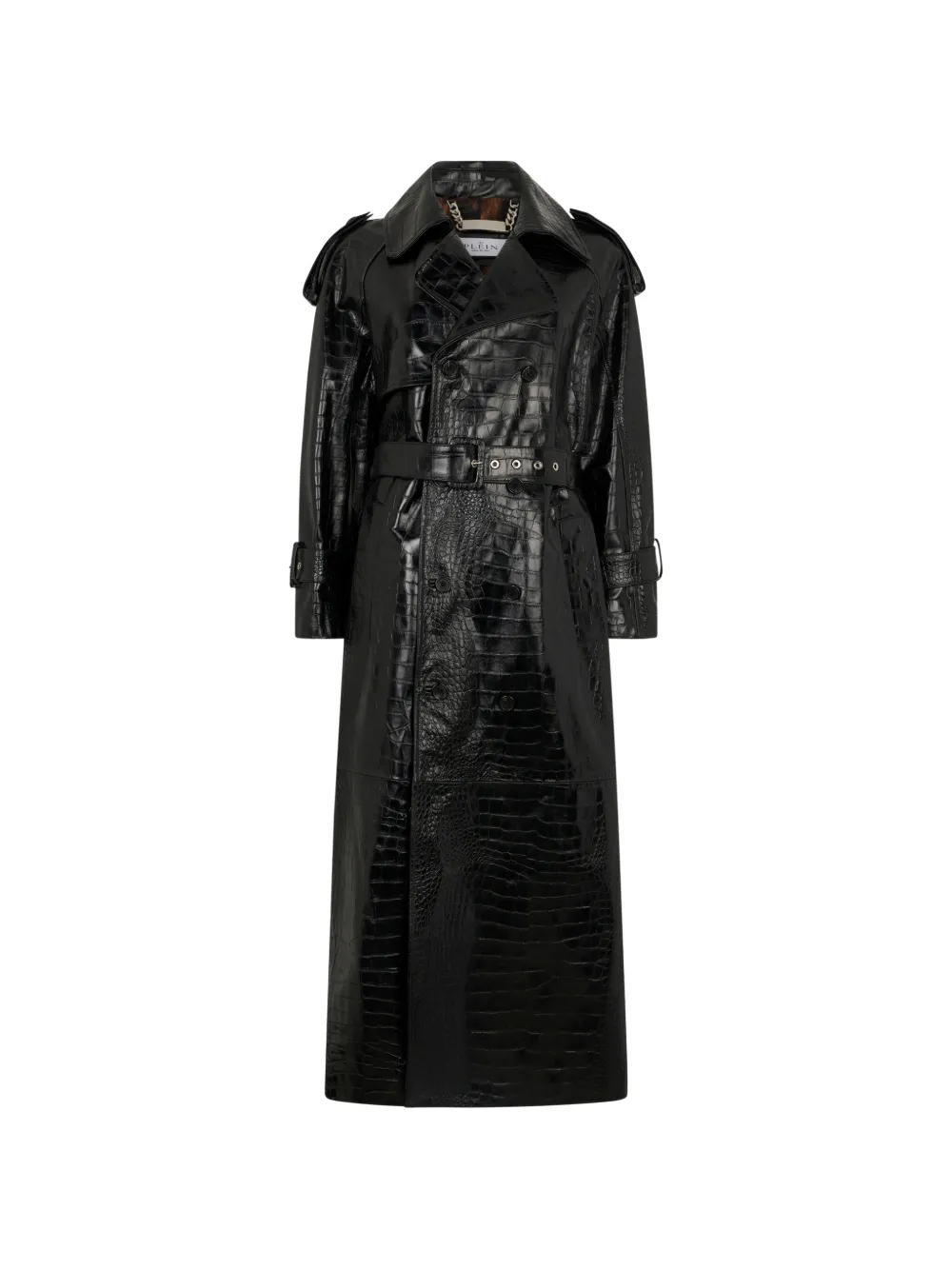 Philipp Plein crocodile-print trench coat - Nero