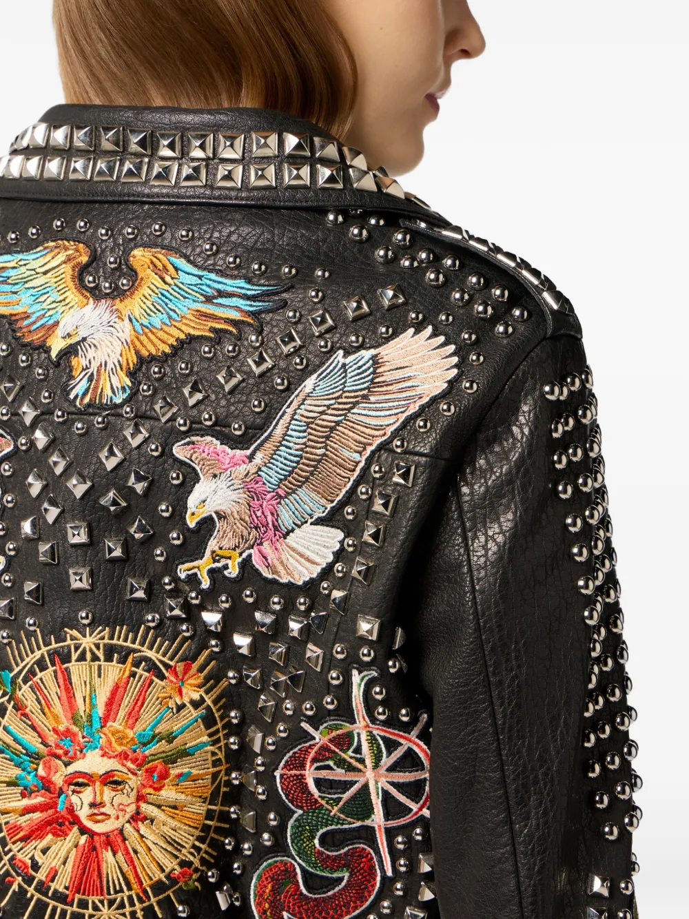 Philipp Plein Geborduurd jack met studs Zwart