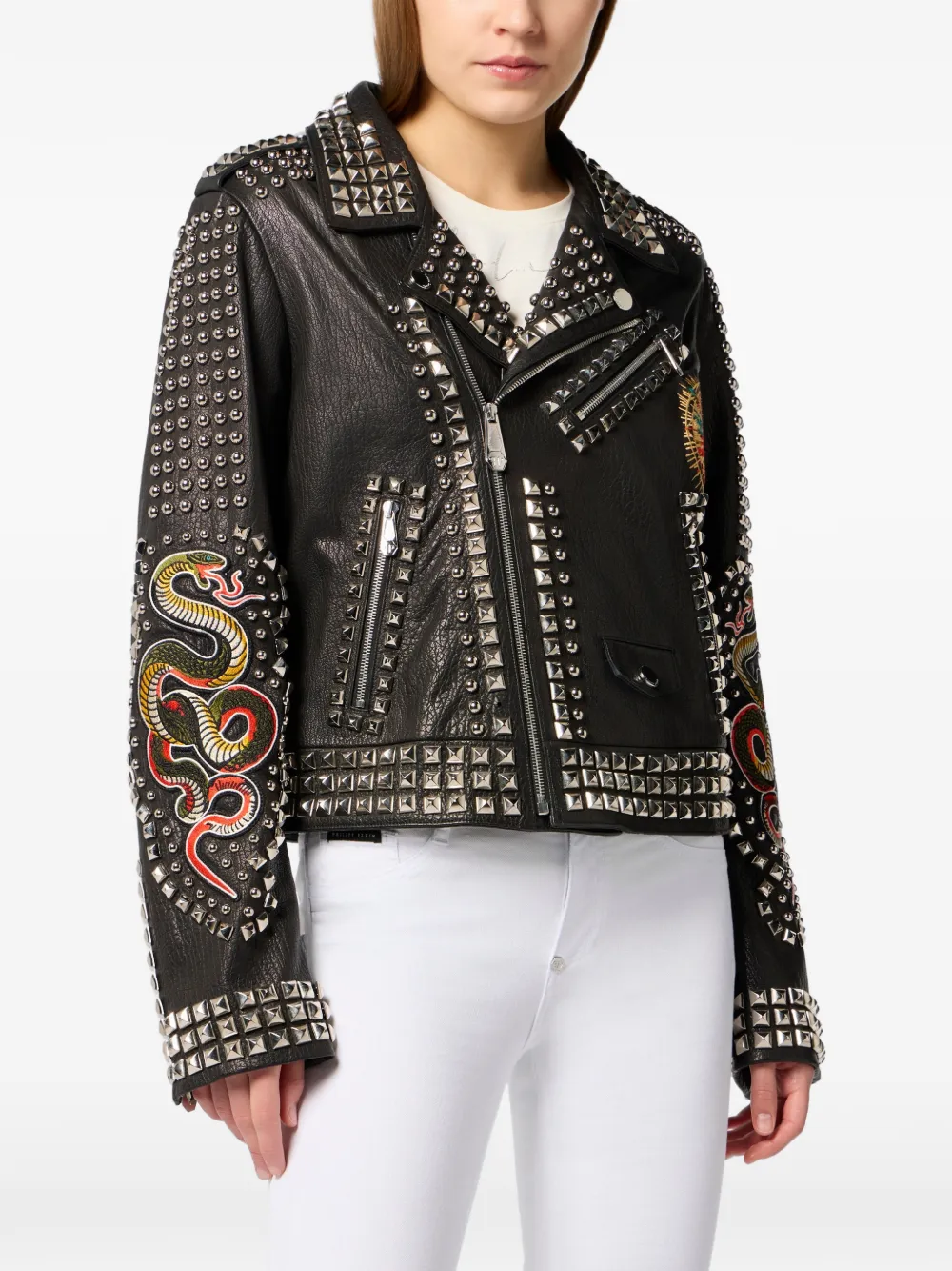  Philipp Plein Studded Embroidered Jacket - Black 