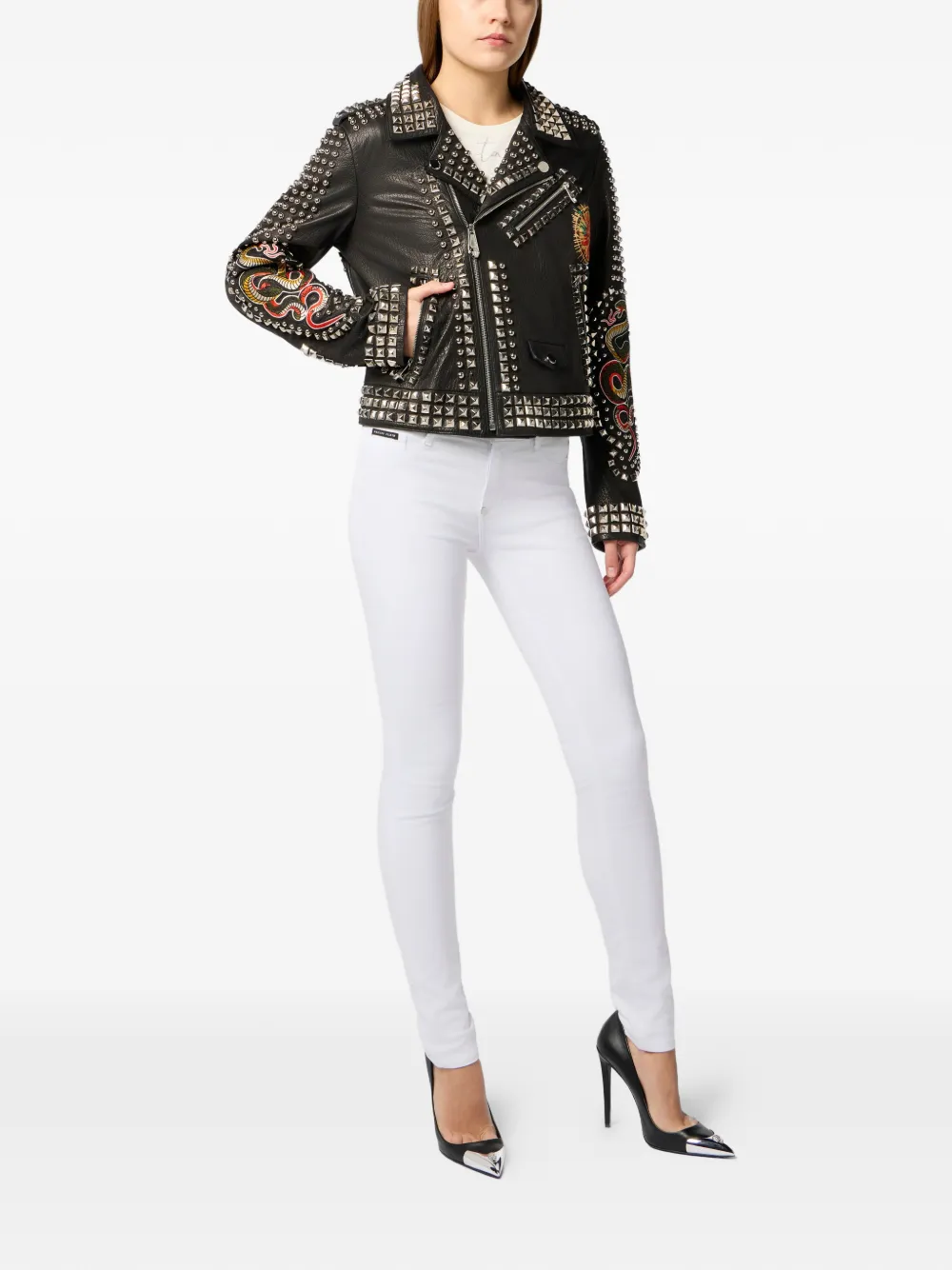  Philipp Plein Studded Embroidered Jacket - Black 